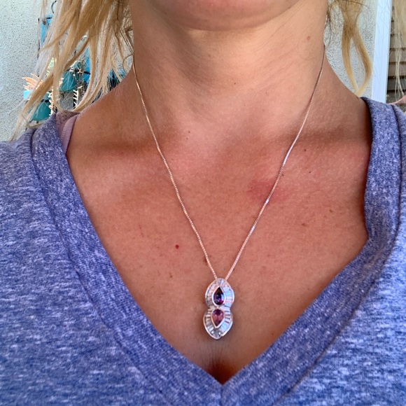 Sterling Silver pendant with CZ and Amethyst